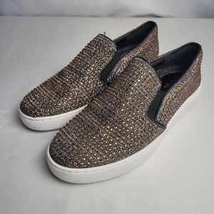 Michael Michael Kors Keaton Slip In Bronze Rhinestone Shoes Size 7